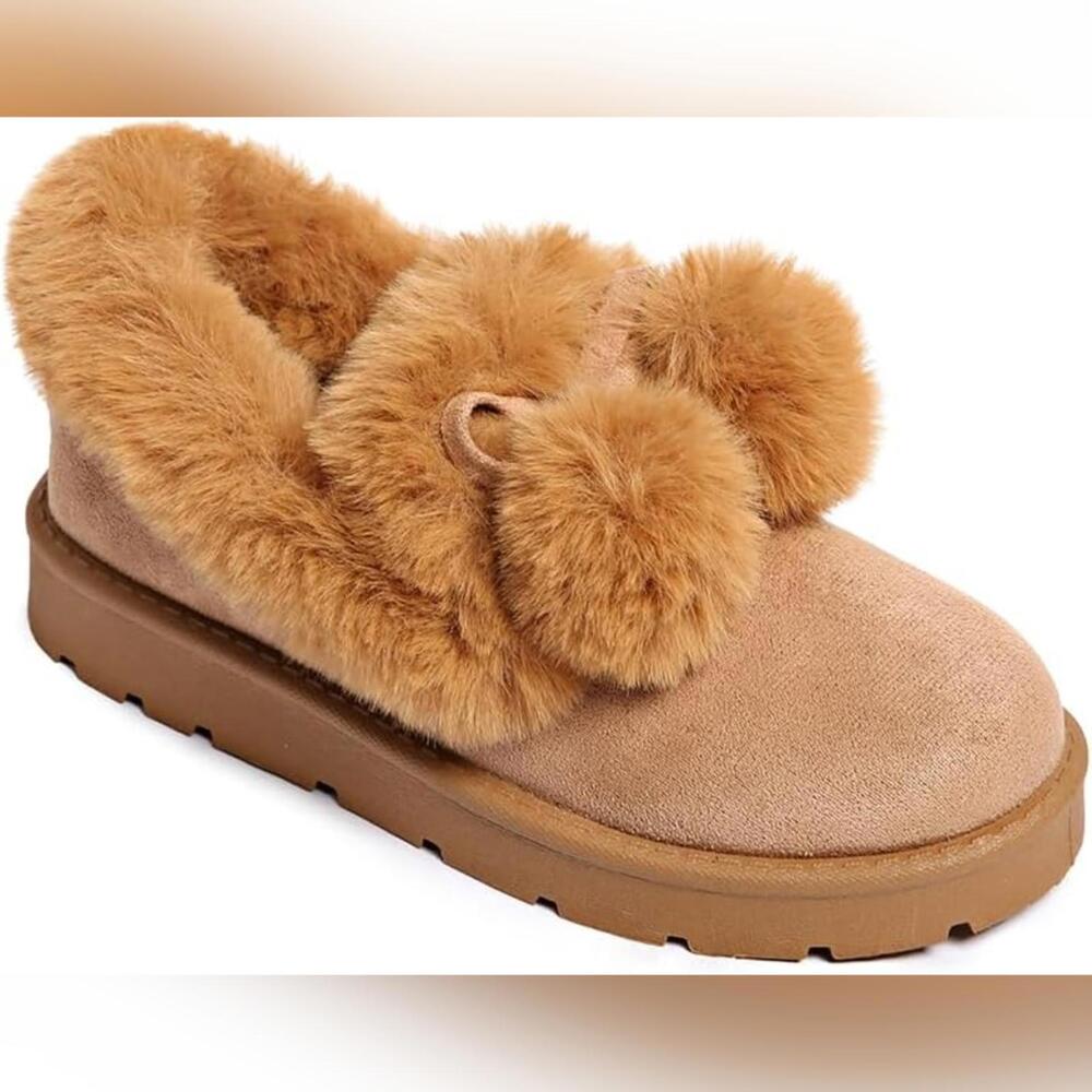 NIB Carlkarida Women's Mini Platform Suede Leather Slip-On Shoes, Brown Ball, 9